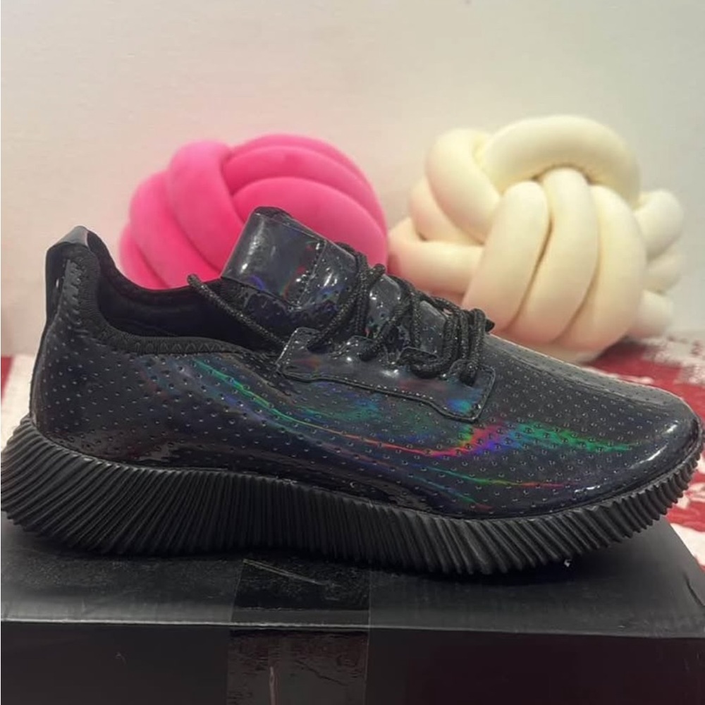 Fashion Nova Black Iridescent Sneakers